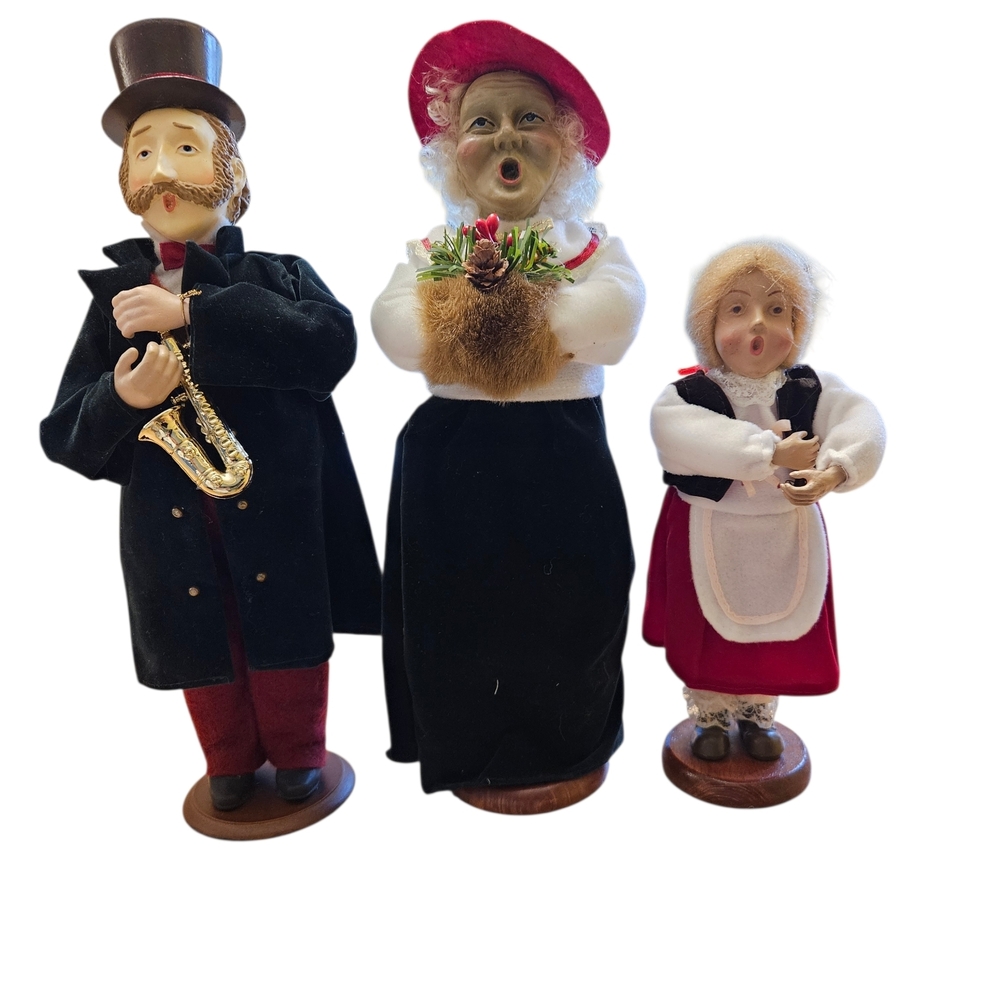 Vintage Christmas Caroler Dolls Lot of 3 Victorian Style Holiday Decor